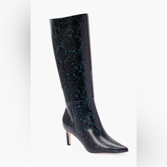 JF Just Fab Ally Tall Stiletto Python Print Boots Size 8 - Picture 2 of 13